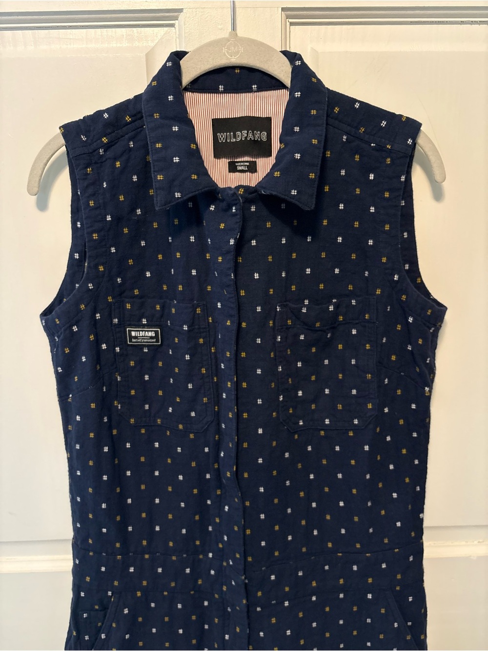 Wildfang Essential sleeveless coverall navy cotton jumpsuit romper women s small - Picture 3 of 7